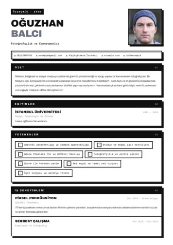 Muhabir ve Kameraman Cv Örnekleri cv indir